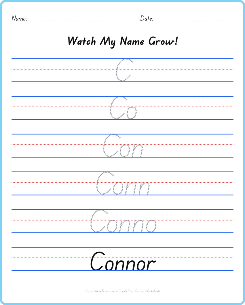 Free Connor custom name tracing - pyramid free worksheet