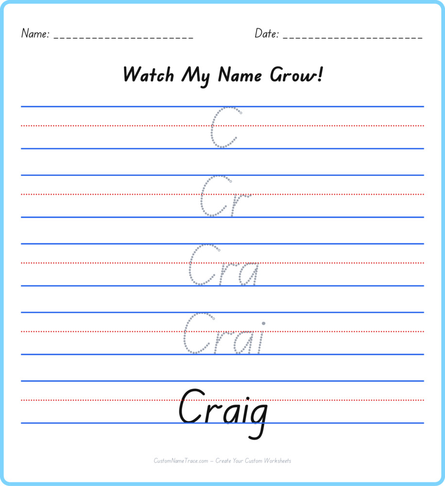 Free Craig custom name tracing - pyramid free worksheet