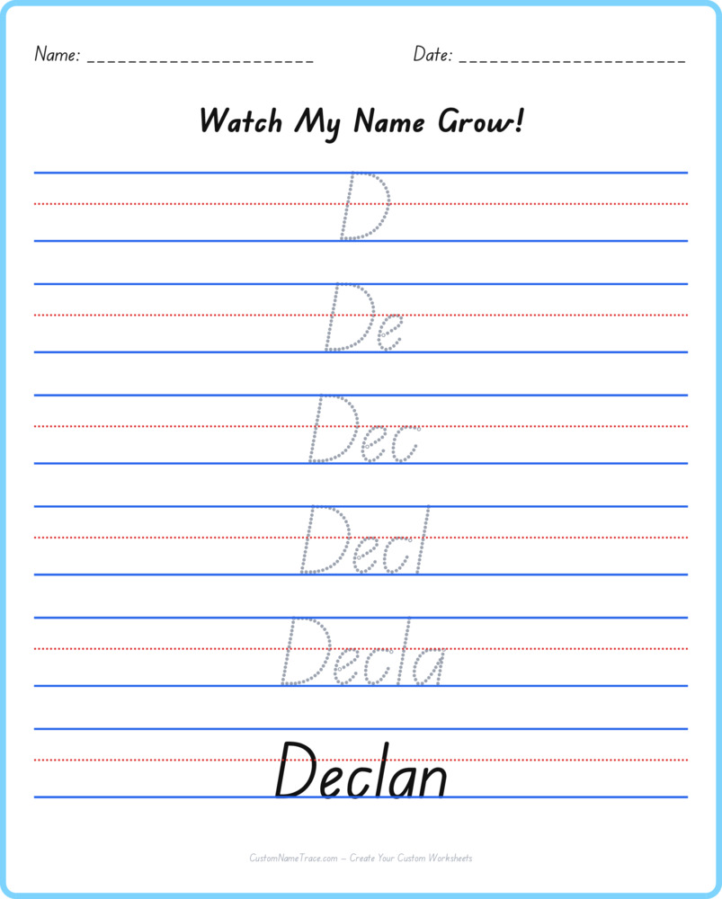 Free Declan custom name tracing - pyramid free worksheet