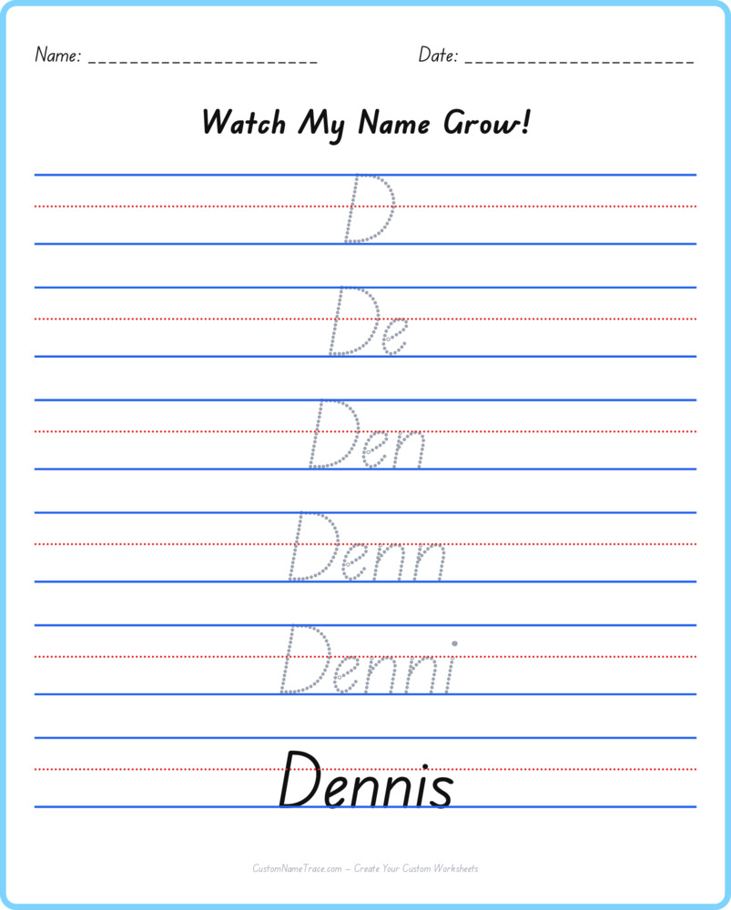 Free Dennis custom name tracing - pyramid free worksheet