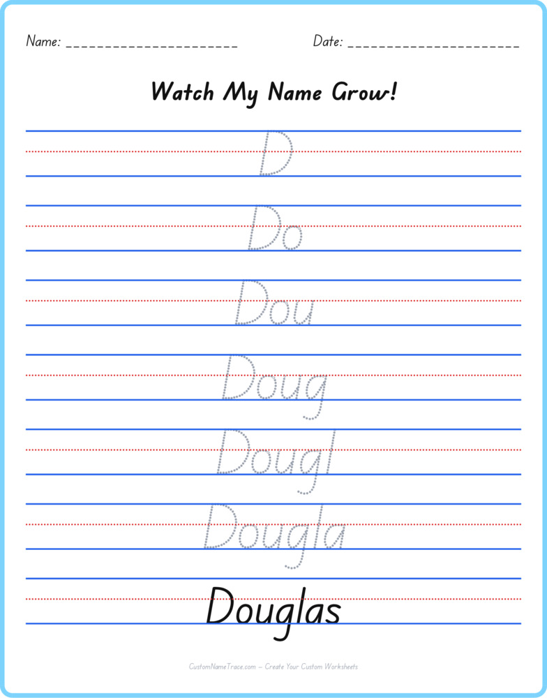 Free Douglas custom name tracing - pyramid free worksheet