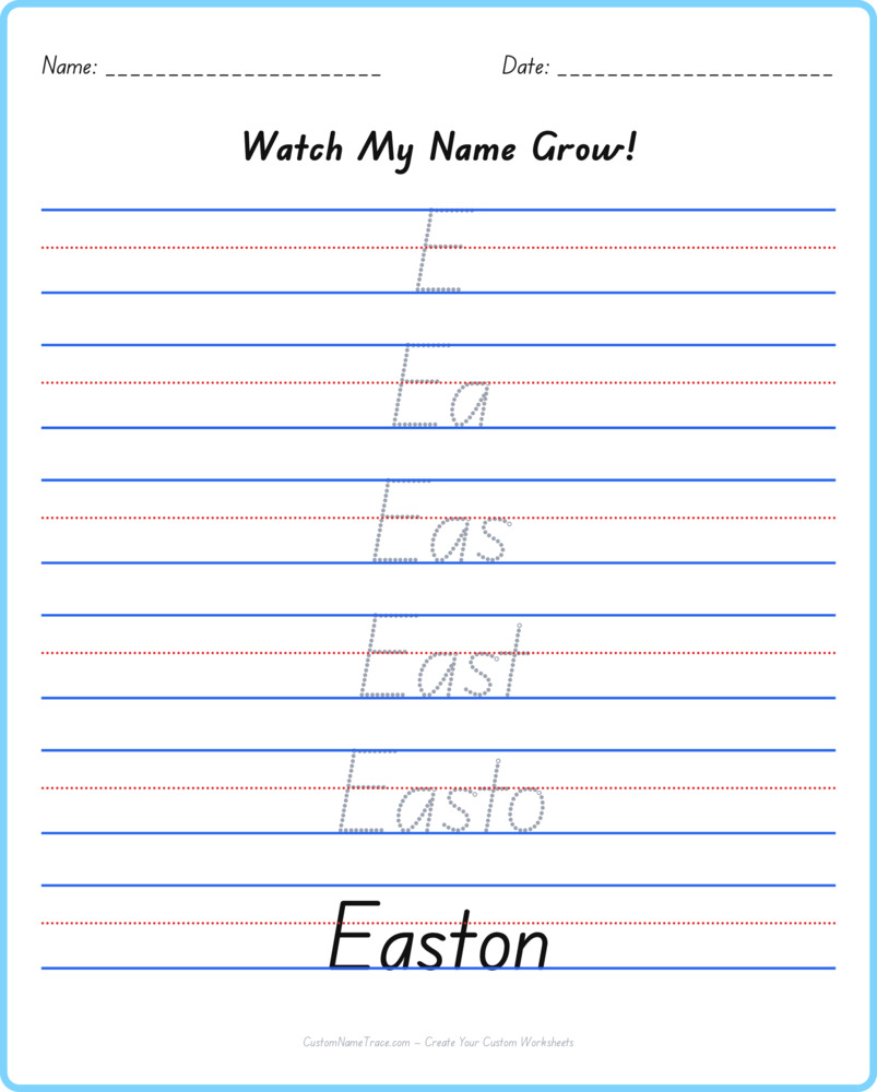 Free Easton custom name tracing - pyramid free worksheet