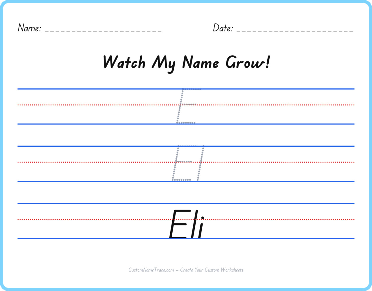 Free Eli custom name tracing - pyramid free worksheet