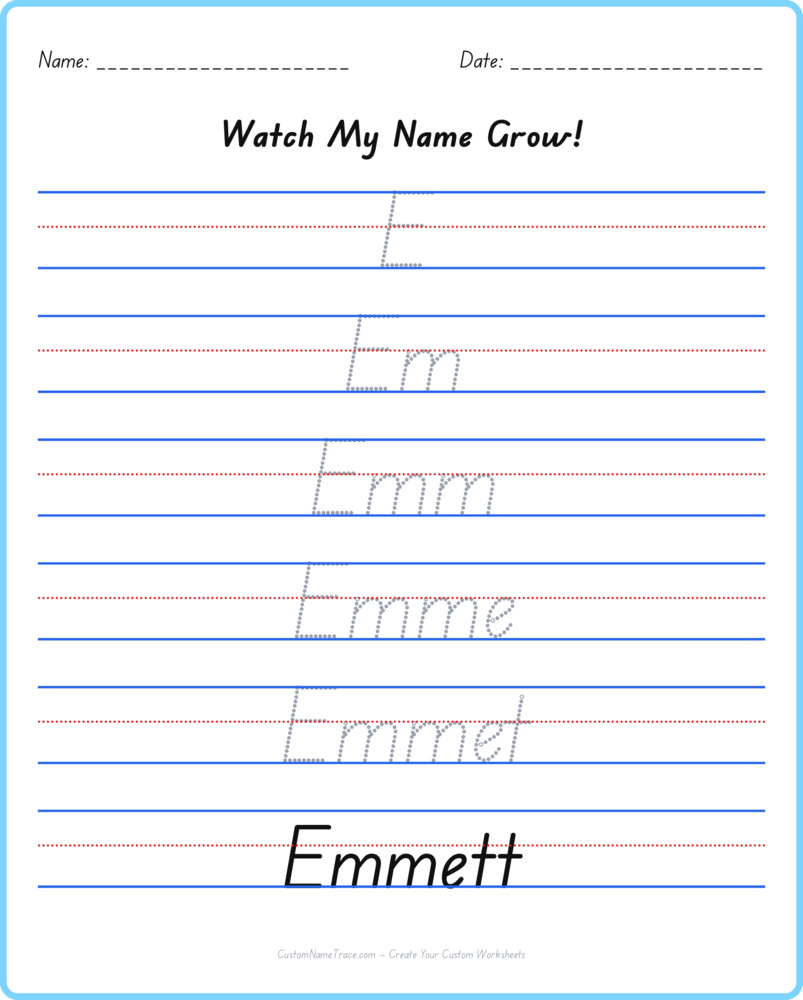 Free Emmett custom name tracing - pyramid free worksheet