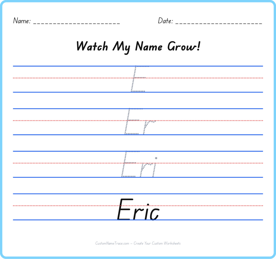 Free Eric custom name tracing - pyramid free worksheet