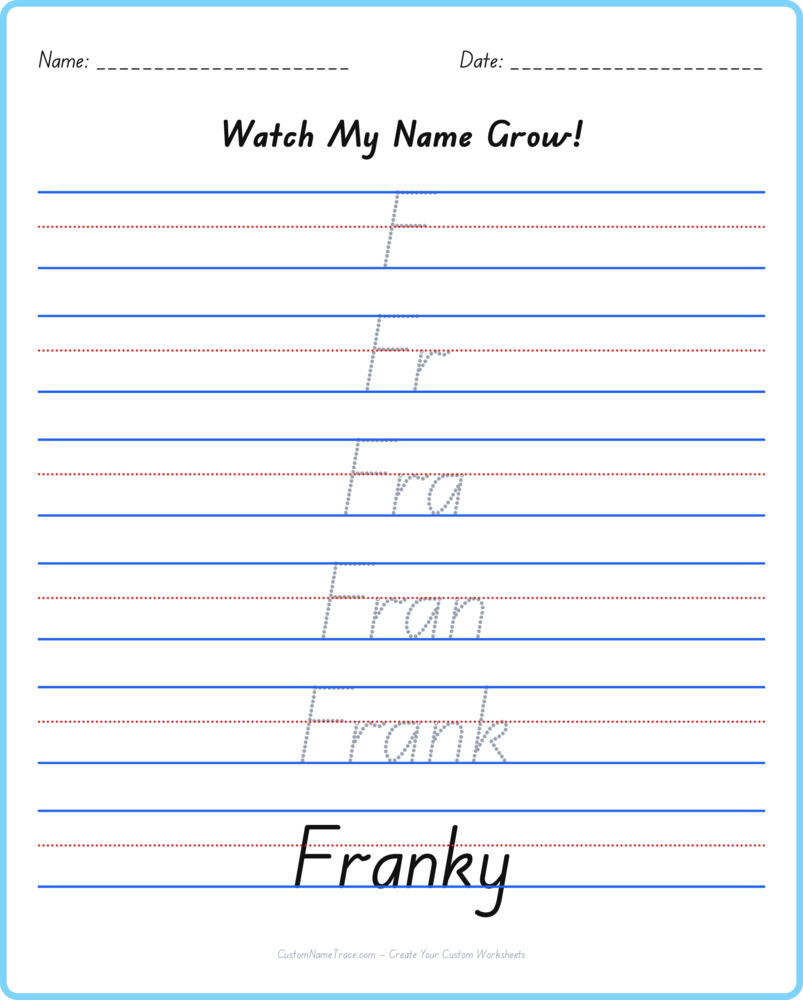 Free Franky custom name tracing - pyramid free worksheet