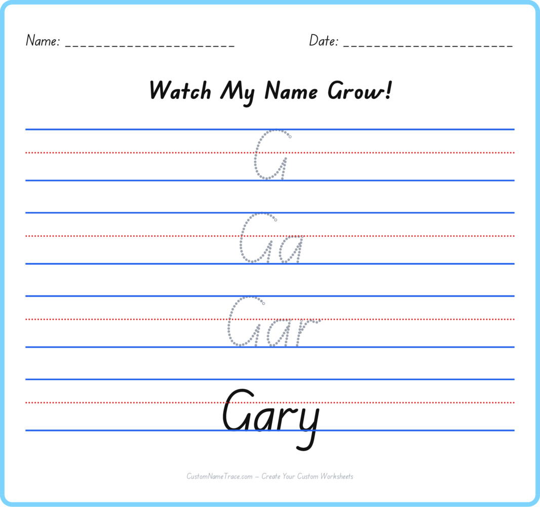 Free Gary custom name tracing - pyramid free worksheet