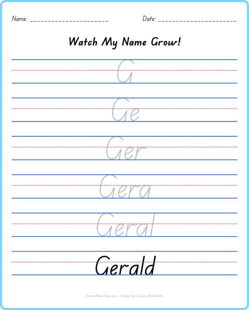 Free Gerald custom name tracing - pyramid free worksheet