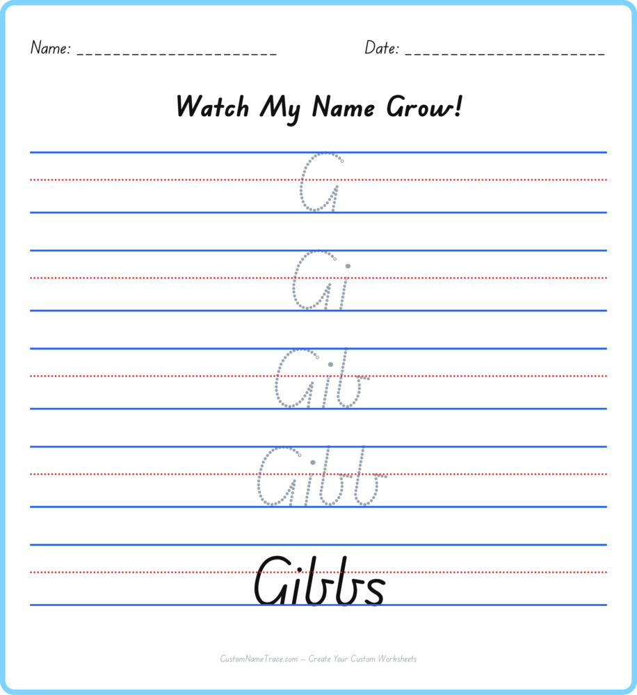 Free Gibbs custom name tracing - pyramid free worksheet