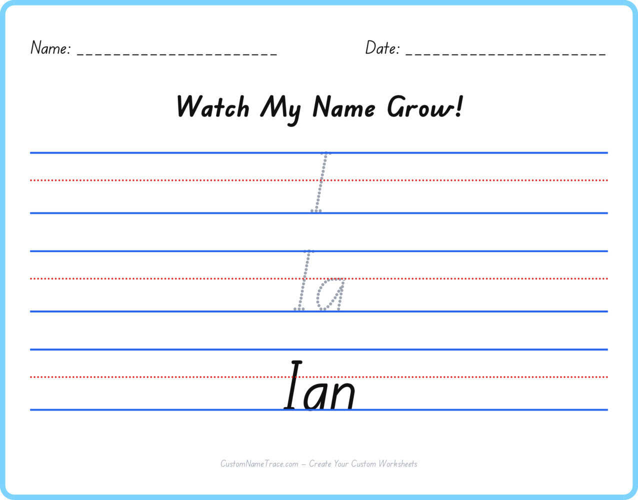 Free Ian custom name tracing - pyramid free worksheet