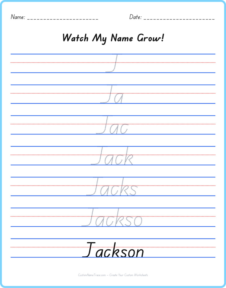 Free Jackson custom name tracing - pyramid free worksheet