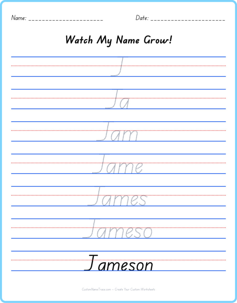 Free Jameson custom name tracing - pyramid free worksheet