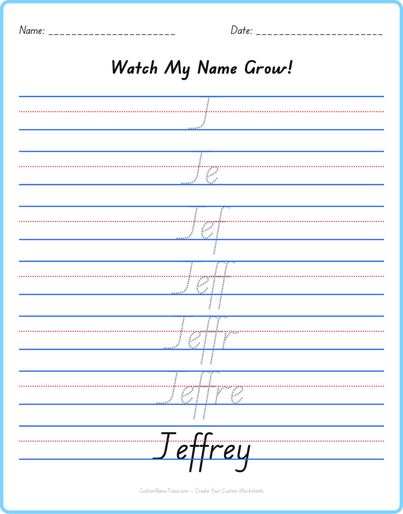 Free Jeffrey custom name tracing - pyramid free worksheet