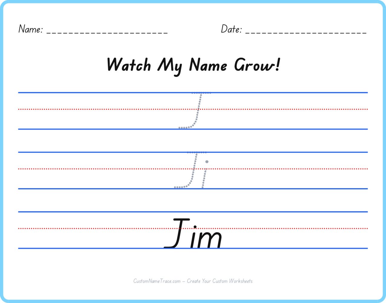 Free Jim custom name tracing - pyramid free worksheet