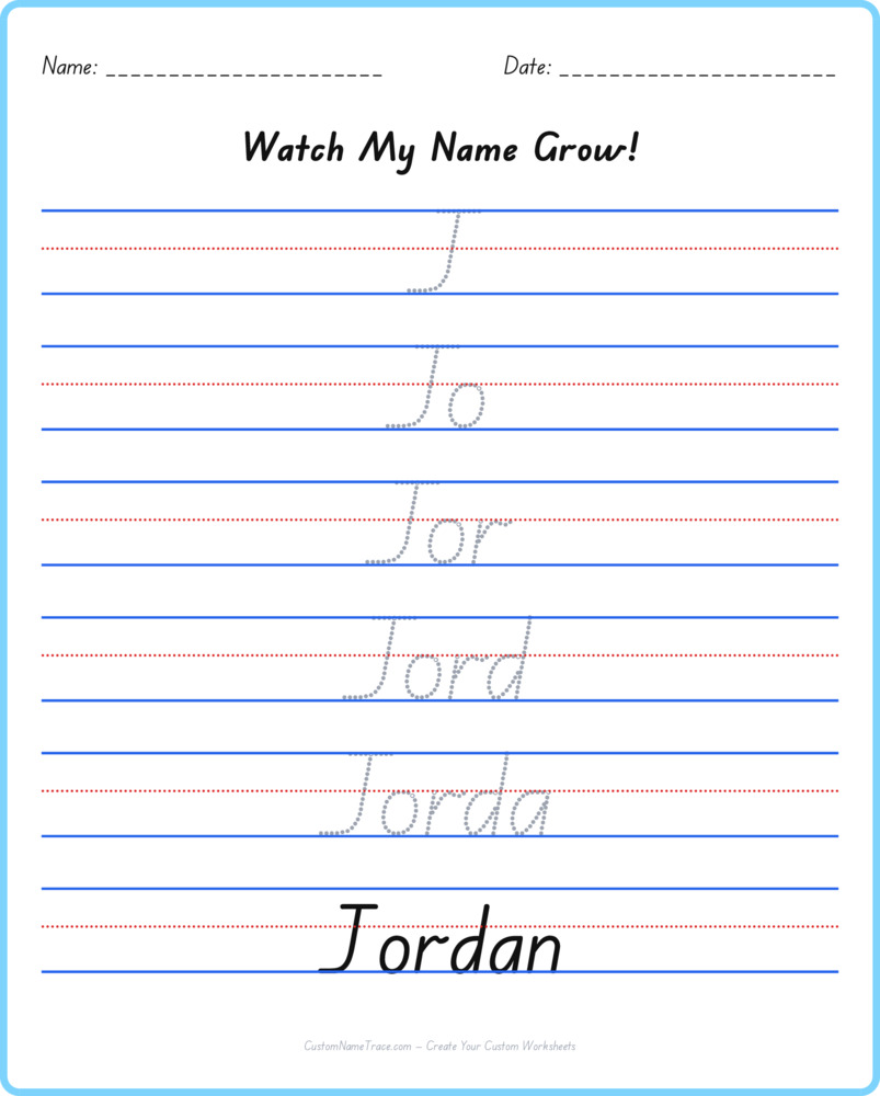 Free Jordan custom name tracing - pyramid free worksheet
