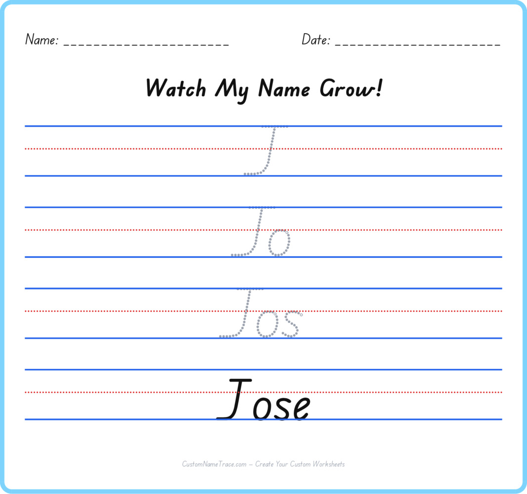 Free Jose custom name tracing - pyramid free worksheet