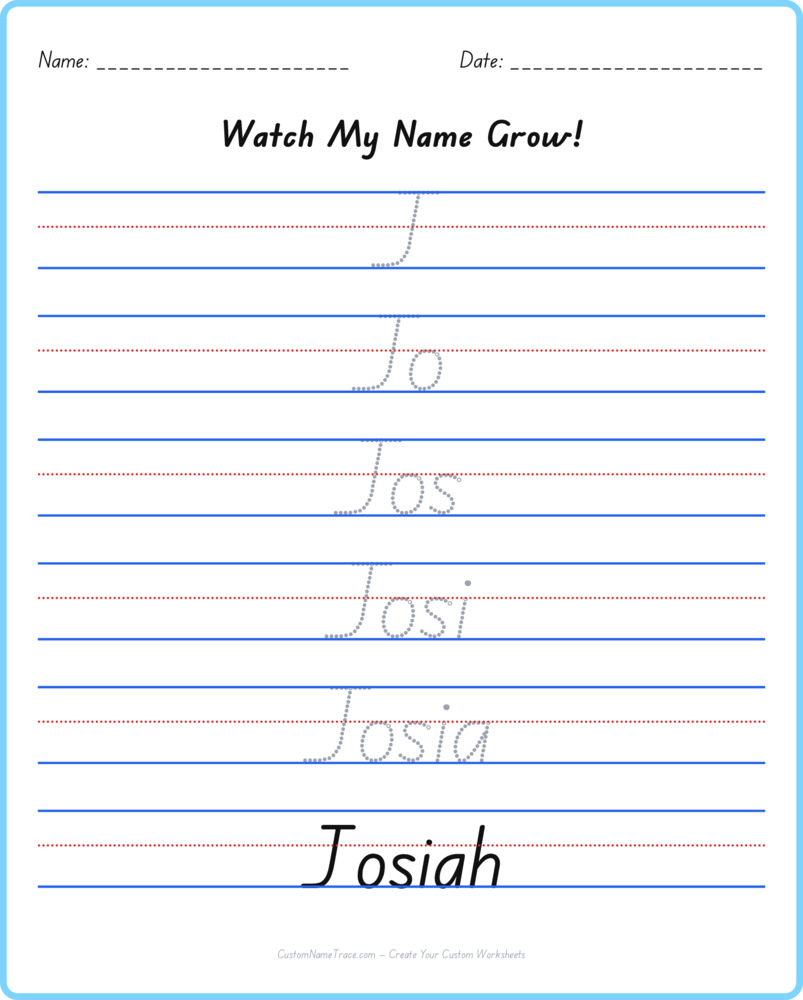 Free Josiah custom name tracing - pyramid free worksheet