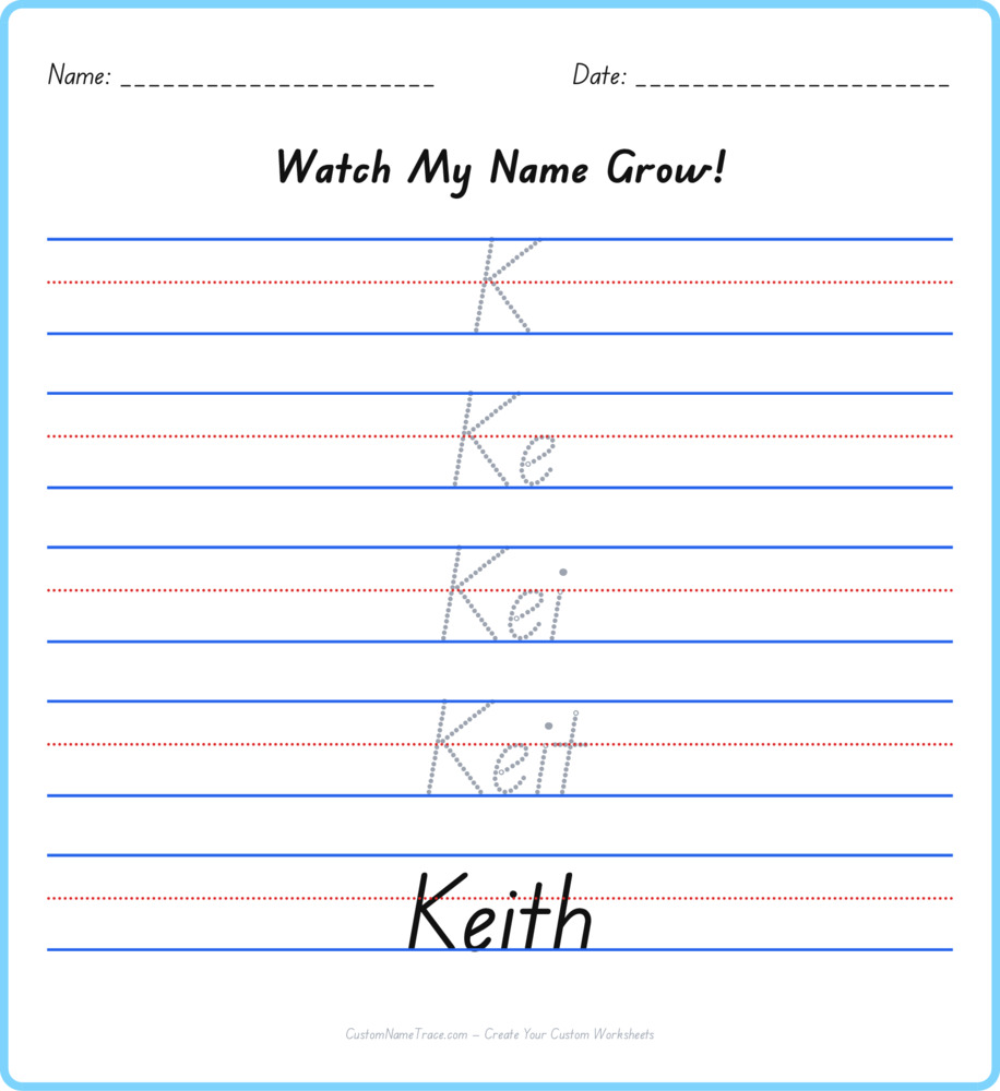 Free Keith custom name tracing - pyramid free worksheet
