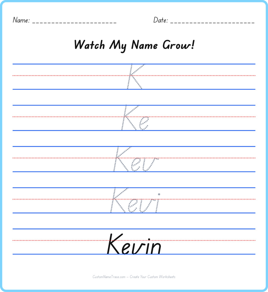 Free Kevin custom name tracing - pyramid free worksheet