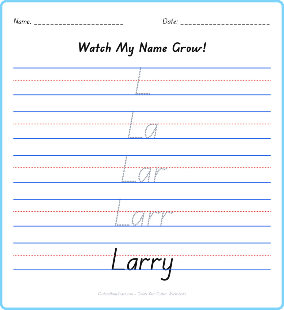 Free Larry custom name tracing - pyramid free worksheet