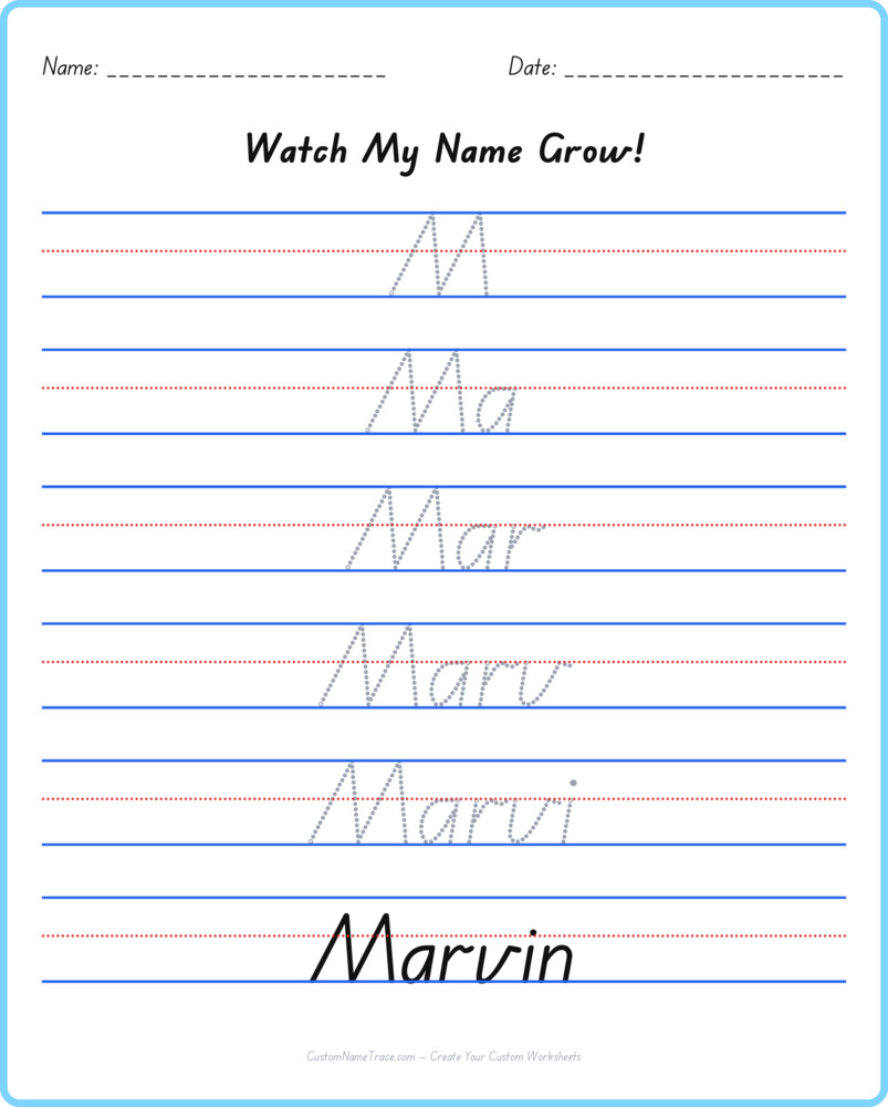 Free Marvin custom name tracing - pyramid free worksheet