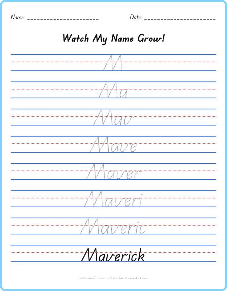 Free Maverick custom name tracing - pyramid free worksheet
