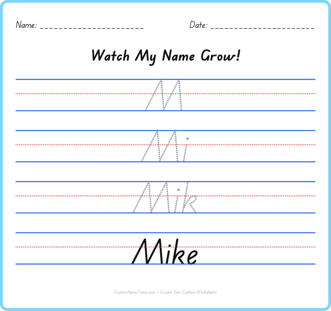 Free Mike custom name tracing - pyramid free worksheet