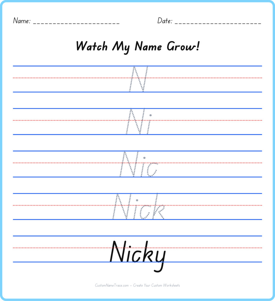 Free Nicky custom name tracing - pyramid free worksheet