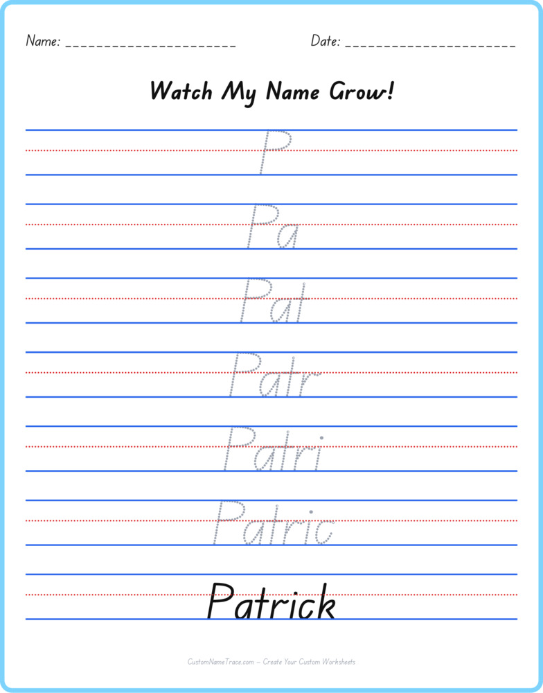 Free Patrick custom name tracing - pyramid free worksheet
