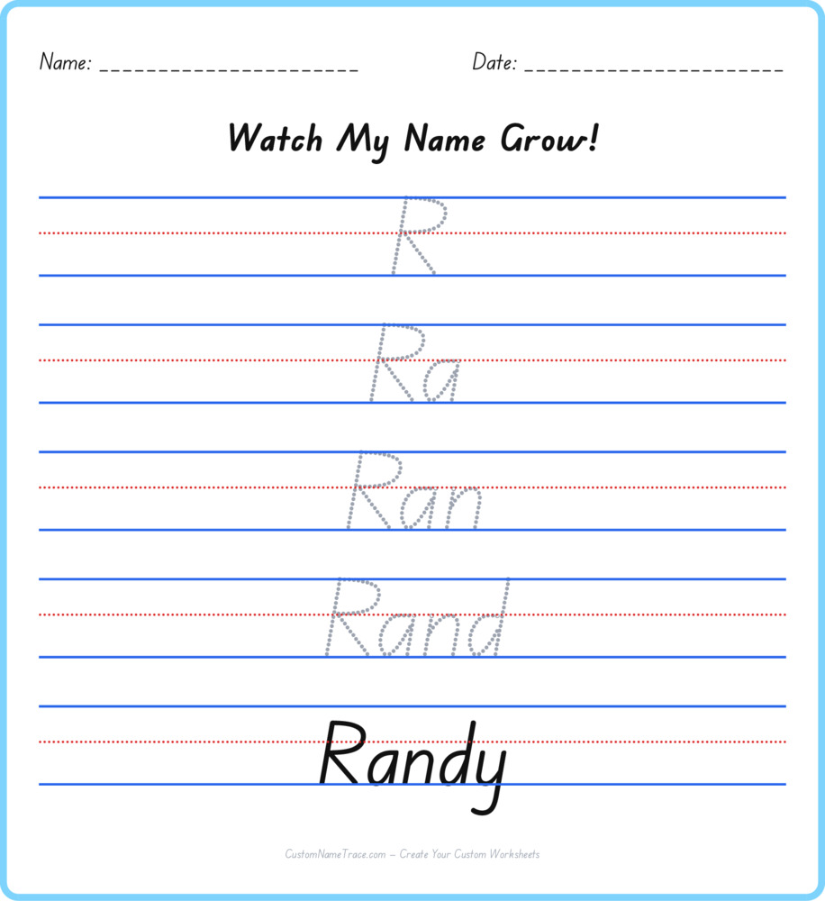 Free Randy custom name tracing - pyramid free worksheet