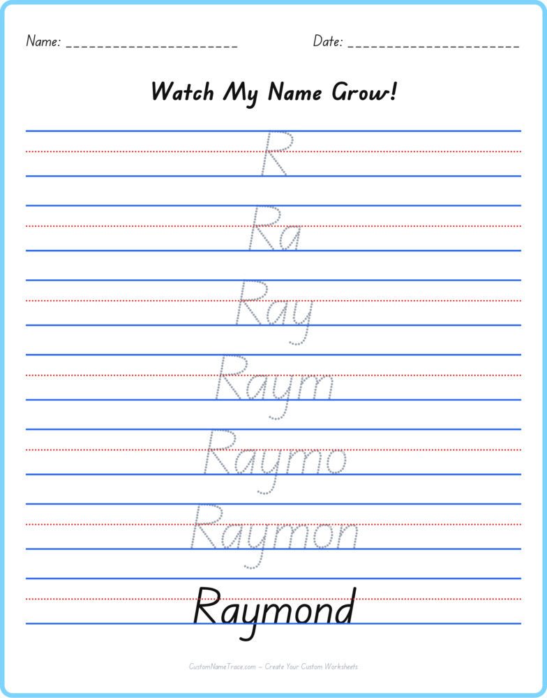Free Raymond custom name tracing - pyramid free worksheet