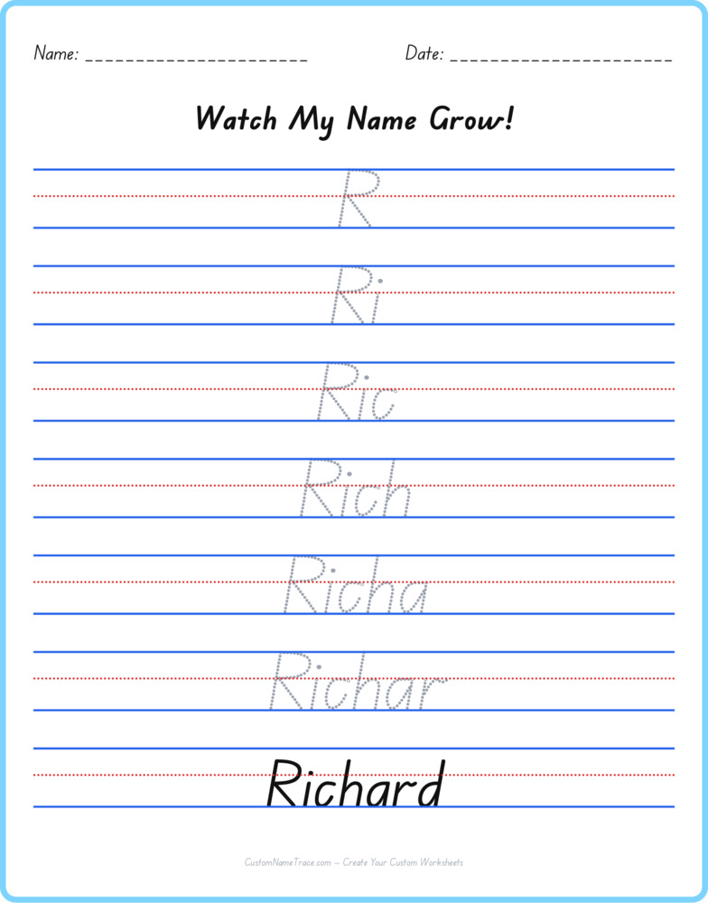 Free Richard custom name tracing - pyramid free worksheet