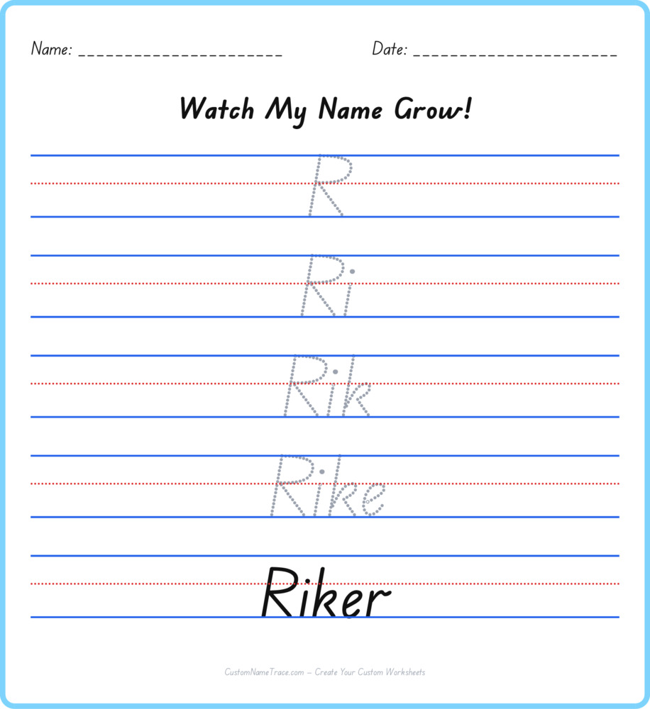 Free Riker custom name tracing - pyramid free worksheet