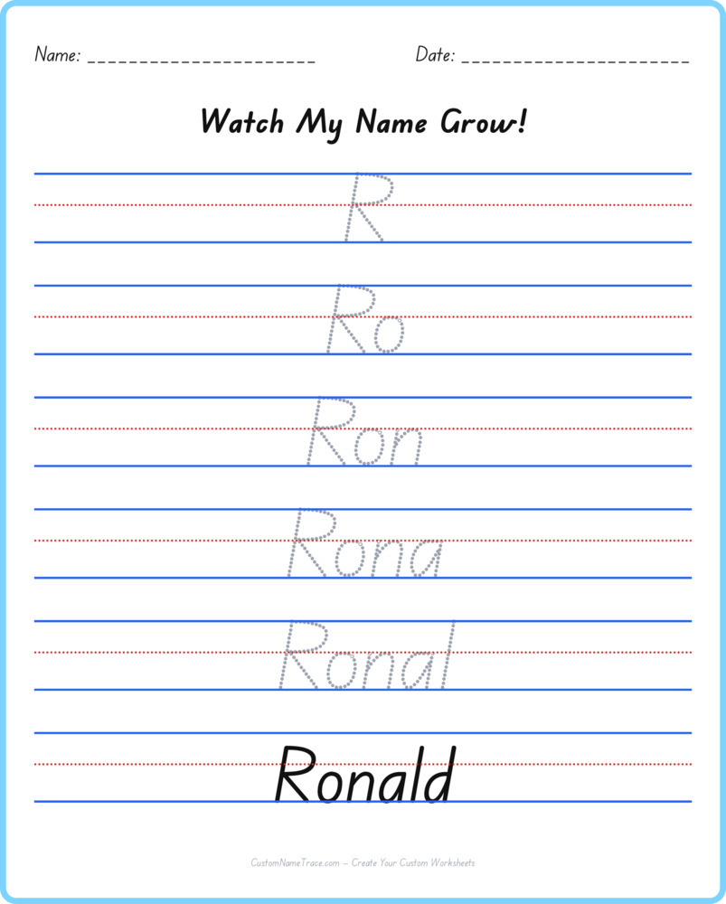 Free Ronald custom name tracing - pyramid free worksheet