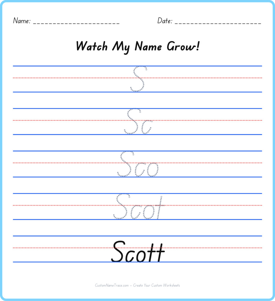 Free Scott custom name tracing - pyramid free worksheet