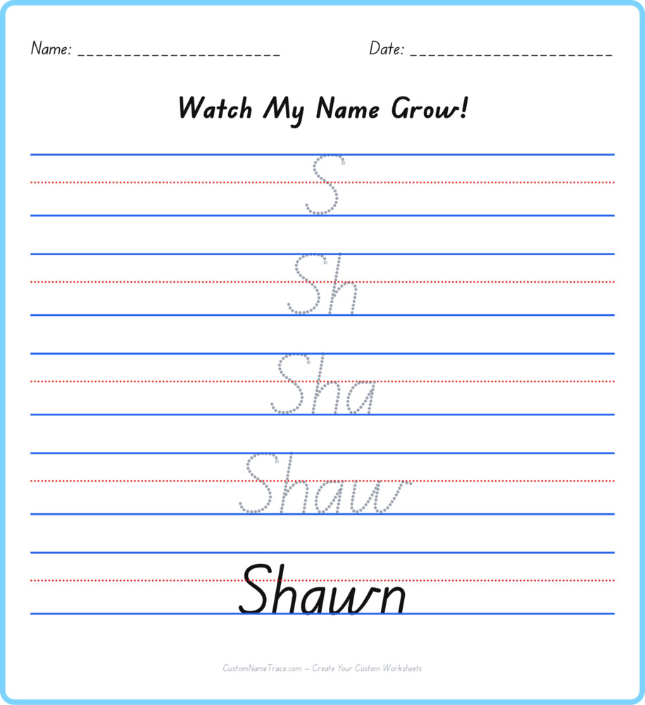 Free Shawn custom name tracing - pyramid free worksheet