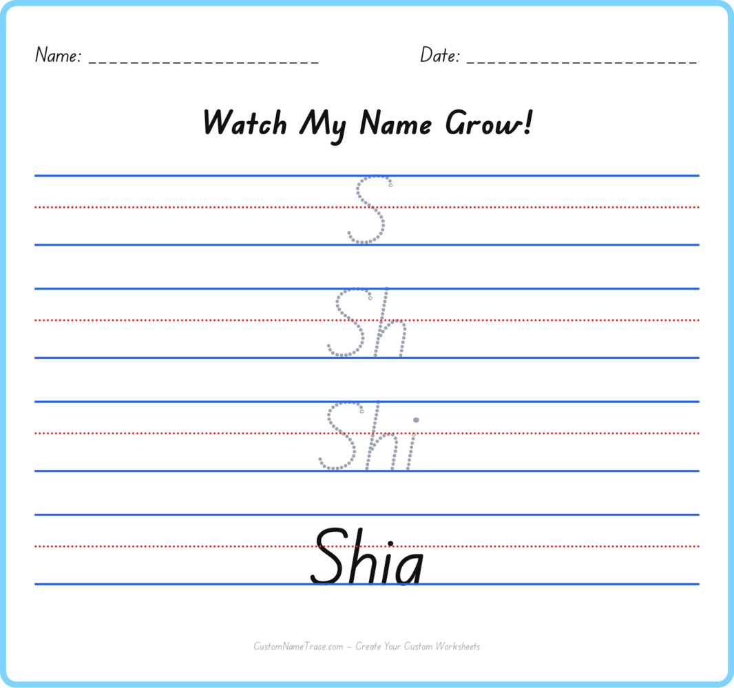 Free Shia custom name tracing - pyramid free worksheet