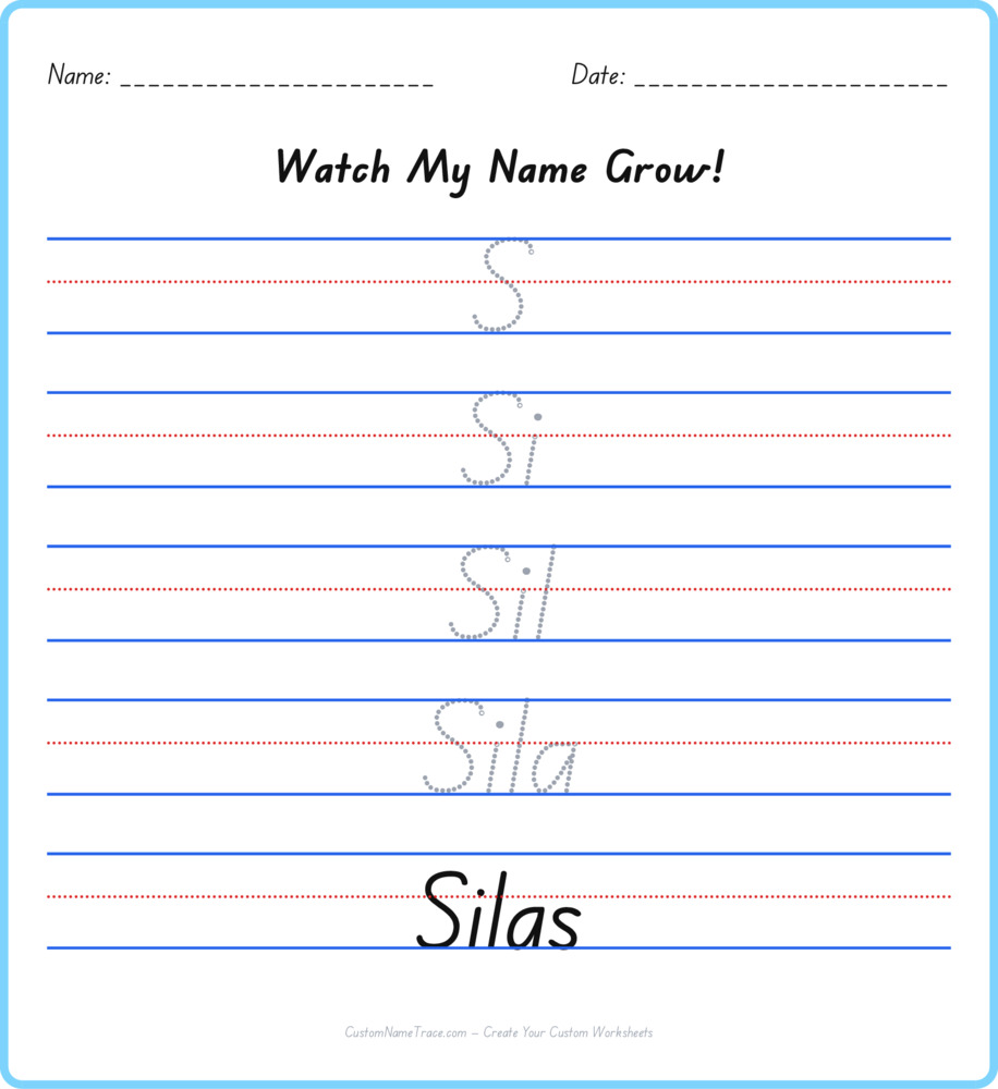 Free Silas custom name tracing - pyramid free worksheet