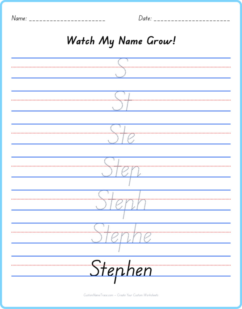 Free Stephen custom name tracing - pyramid free worksheet
