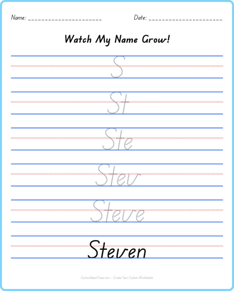 Free Steven custom name tracing - pyramid free worksheet