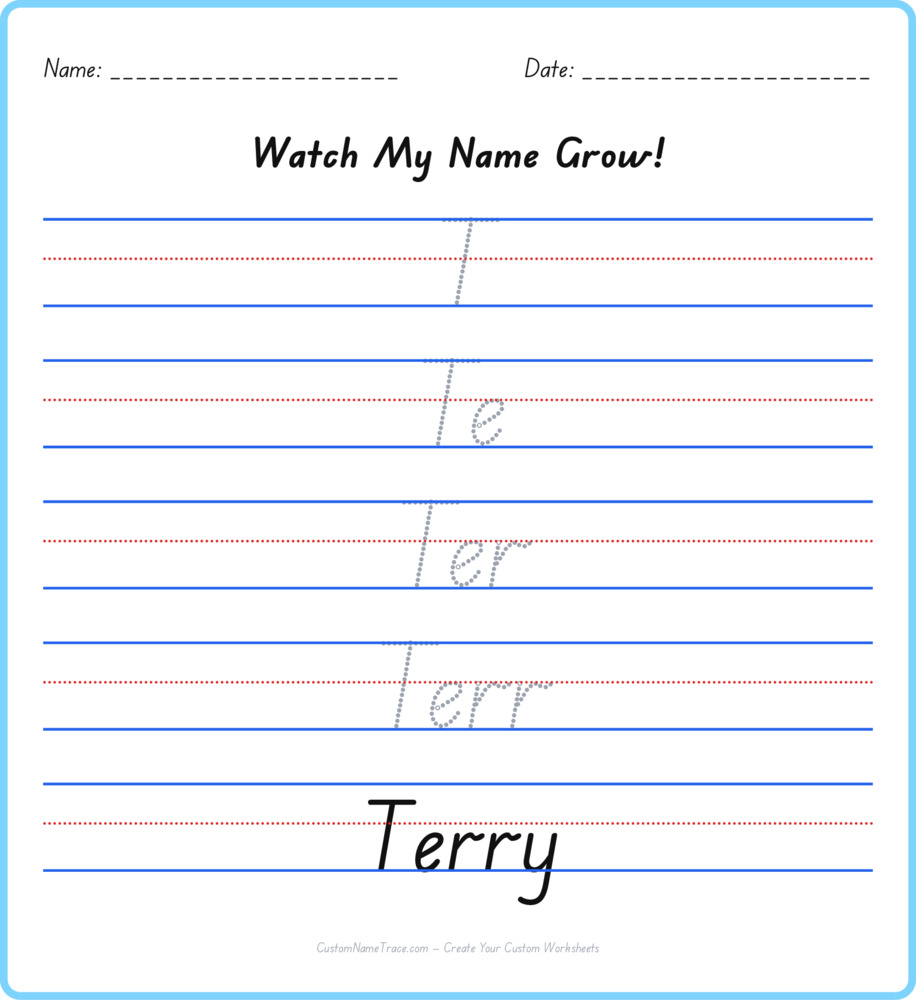 Free Terry custom name tracing - pyramid free worksheet