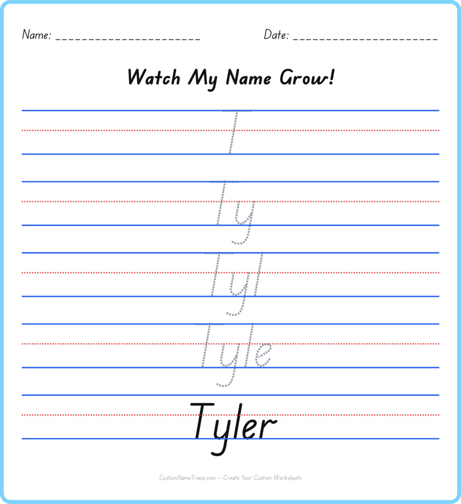 Free Tyler custom name tracing - pyramid free worksheet