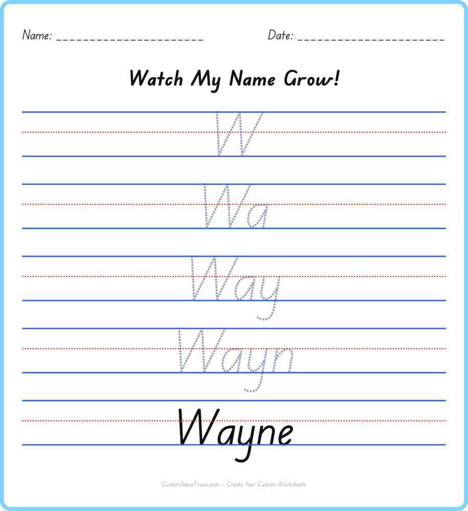 Free Wayne custom name tracing - pyramid free worksheet