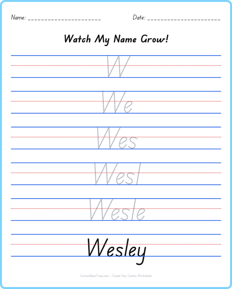 Free Wesley custom name tracing - pyramid free worksheet