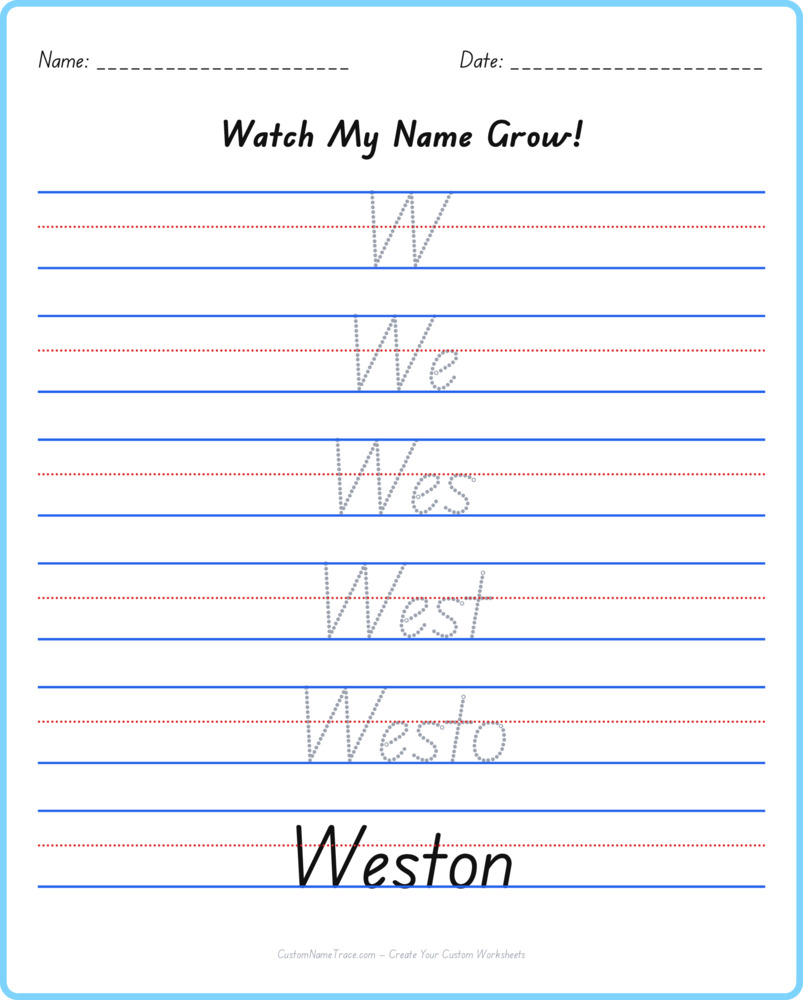 Free Weston custom name tracing - pyramid free worksheet