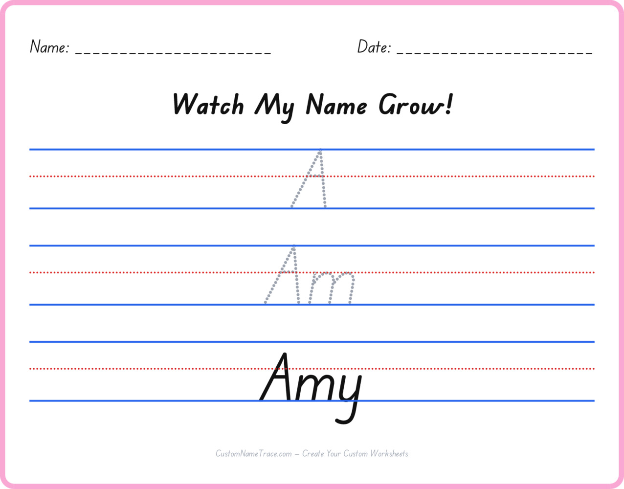 Free Amy custom name tracing - pyramid free worksheet