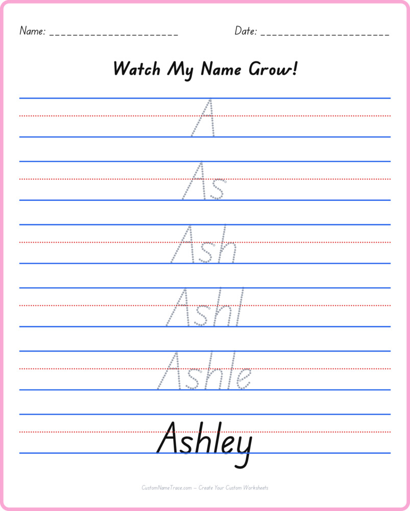 Free Ashley custom name tracing - pyramid free worksheet