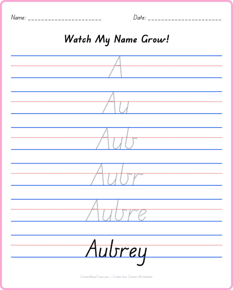 Free Aubrey custom name tracing - pyramid free worksheet