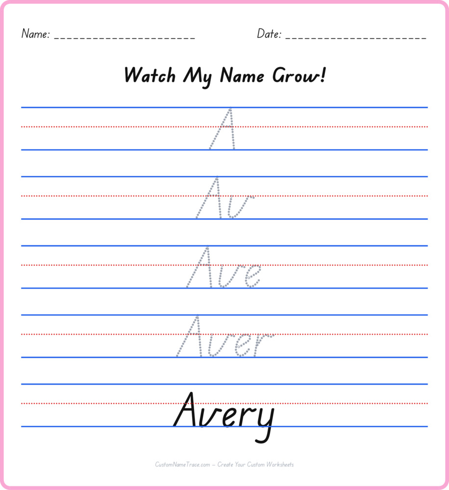 Free Avery custom name tracing - pyramid free worksheet