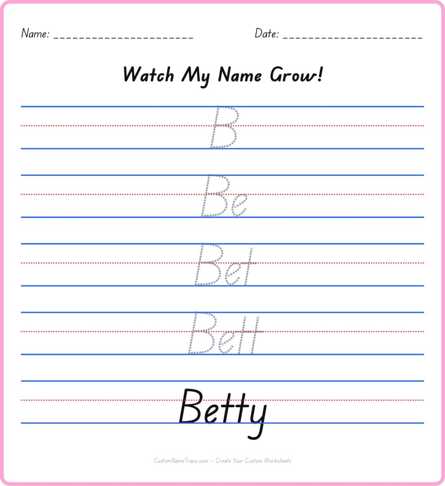 Free Betty custom name tracing - pyramid free worksheet